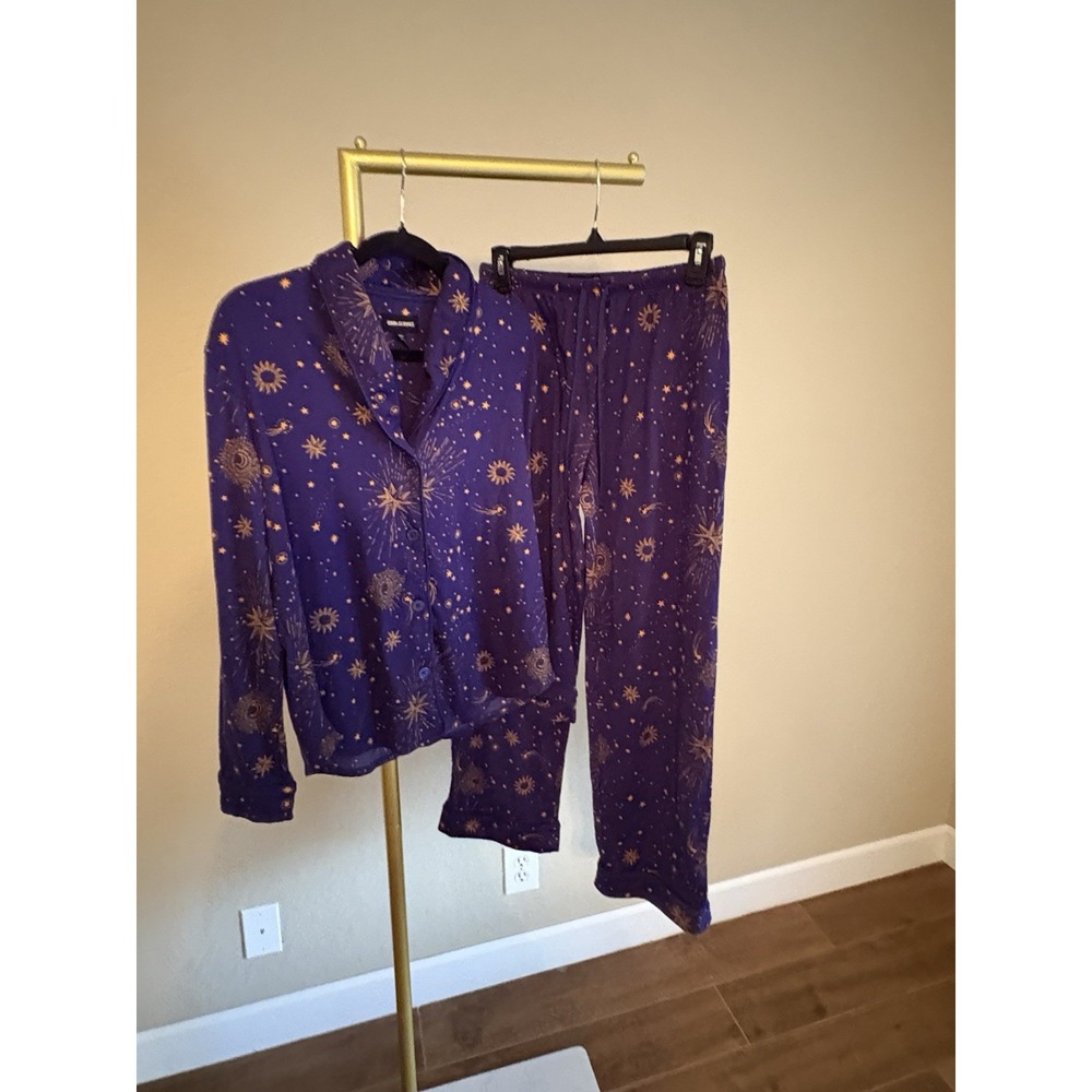 Viral Room Service Women's Pajama Set Size S Celestial Cozy Sun Moon Stars